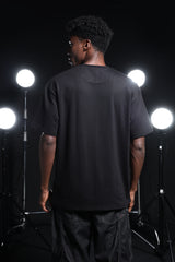 Go Devil Rhine Stone Printed Mens Black Oversized T-Shirt