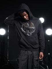 Go Devil Mens Black Rhine Stone Lion Graphic Hoodie