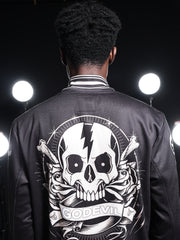 Go Devil Printed Black Varsity Jacket For Mens