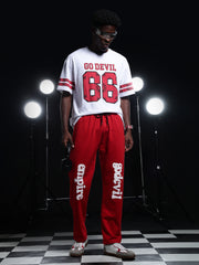 Go Devil Mens Red Casual Graphic Printed Joggers
