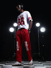 Go Devil Mens Red Casual Graphic Printed Joggers