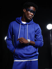 Go Devil Mens Solid Blue Hooded Co-Ord Set