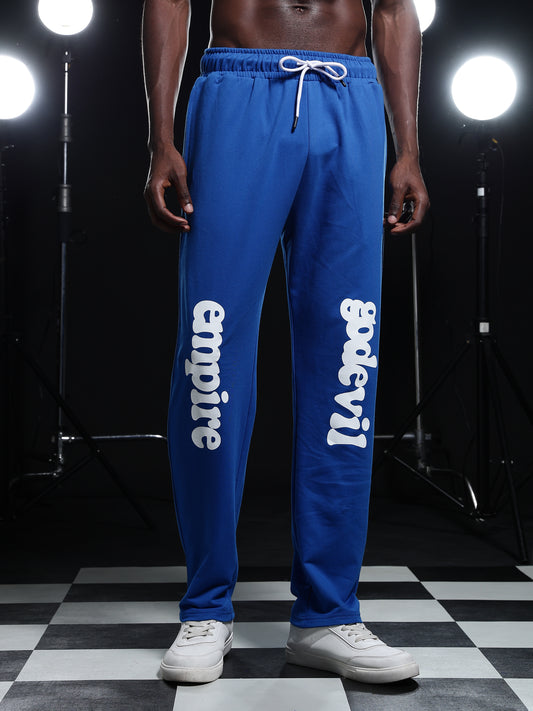Go Devil Mens Blue Casual Graphic Printed Joggers