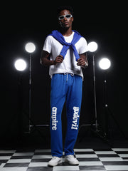 Go Devil Mens Blue Casual Graphic Printed Joggers