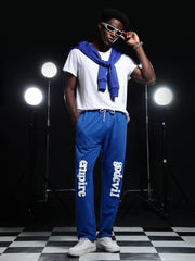 Go Devil Mens Blue Casual Graphic Printed Joggers