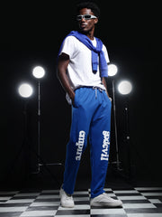 Go Devil Mens Blue Casual Graphic Printed Joggers