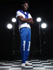 Go Devil Mens Blue Casual Graphic Printed Joggers