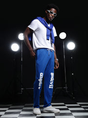 Go Devil Mens Blue Casual Graphic Printed Joggers