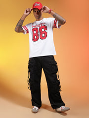 Go Devil 66 (In Red) Printed White Oversized T-Shirt for Men