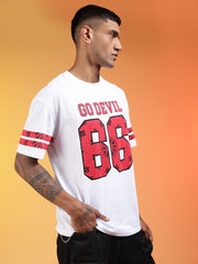 Go Devil 66 (In Red) Printed White Oversized T-Shirt for Men