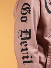 Go Devil Men’s Premium Pink Varsity Bomber Jacket with Graphic Print