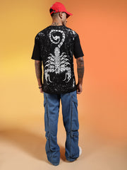 Go Devil Black Scorpion Graphic Oversized T-Shirt For Men