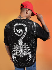 Go Devil Black Scorpion Graphic Oversized T-Shirt For Men