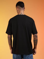 Go Devil Rhine Stone Premium Oversized Black Bold Tiger Printed T-Shirt For Men