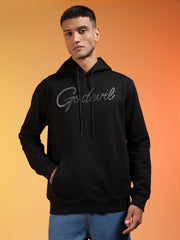 Go Devil Black Rhinestone Logo Pullover Hoodie For Men's