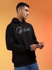 Go Devil Black Rhinestone Logo Pullover Hoodie For Men's