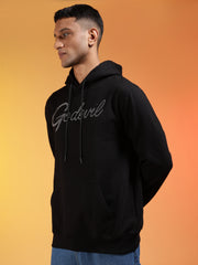 Go Devil Black Rhinestone Logo Pullover Hoodie For Men's