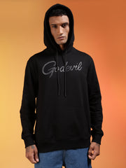 Go Devil Black Rhinestone Logo Pullover Hoodie For Men's