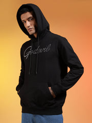 Go Devil Black Rhinestone Logo Pullover Hoodie For Men's