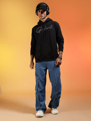 Go Devil Black Rhinestone Logo Pullover Hoodie For Men's