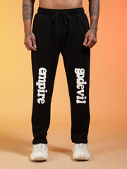 Go Devil Men’s Black Soft Stretchable Casual Graphic Printed Joggers