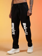 Go Devil Men’s Black Soft Stretchable Casual Graphic Printed Joggers