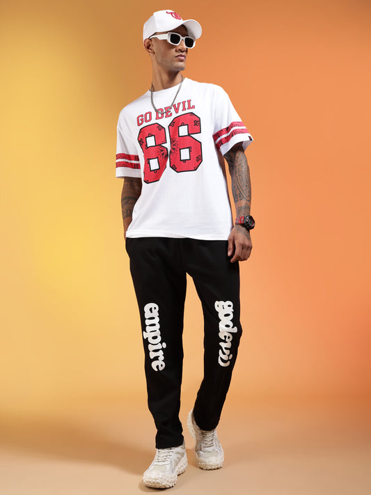 Go Devil Men’s Black Soft Stretchable Casual Graphic Printed Joggers