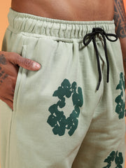 Go Devil Men’s Sage Green Floral Camo Hooded Co-ord Set