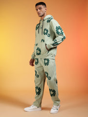 Go Devil Men’s Sage Green Floral Camo Hooded Co-ord Set