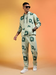 Go Devil Men’s Sage Green Floral Camo Hooded Co-ord Set