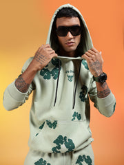 Go Devil Men’s Sage Green Floral Camo Hooded Co-ord Set