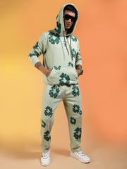 Go Devil Men’s Sage Green Floral Camo Hooded Co-ord Set