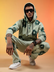 Go Devil Men’s Sage Green Floral Camo Hooded Co-ord Set