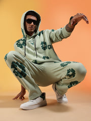 Go Devil Men’s Sage Green Floral Camo Hooded Co-ord Set