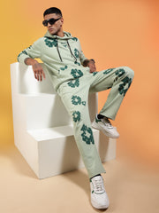 Go Devil Men’s Sage Green Floral Camo Hooded Co-ord Set