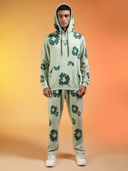 Go Devil Men’s Sage Green Floral Camo Hooded Co-ord Set