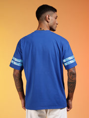 Go Devil 66 Printed Blue Oversized T-Shirt For Men