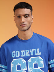 Go Devil 66 Printed Blue Oversized T-Shirt For Men
