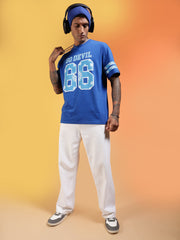 Go Devil 66 Printed Blue Oversized T-Shirt For Men