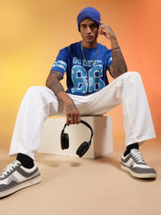 Go Devil 66 Printed Blue Oversized T-Shirt For Men