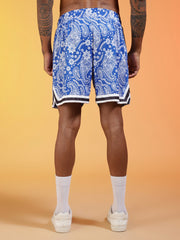 Go Devil 66 Printed Paisley White & Blue Co-ord Set for Men