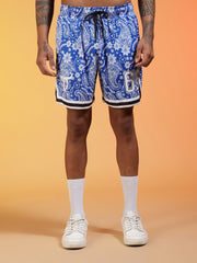 Go Devil 66 Printed Paisley White & Blue Co-ord Set for Men