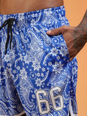 Go Devil 66 Printed Paisley White & Blue Co-ord Set for Men