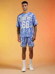 Pack of 2 Go Devil 66 Printed Paisley Blue & White & Golden & Black Co-ord Set for Man