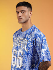 Go Devil 66 Printed Paisley White & Blue Co-ord Set for Men