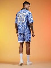 Pack of 2 Go Devil 66 Printed Paisley Blue & White & Golden & Black Co-ord Set for Man