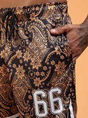 Go Devil 66 Printed Paisley Black & Brown Co-ord Set for Men