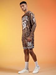 Go Devil 66 Printed Paisley Black & Brown Co-ord Set for Men