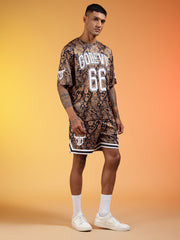 Go Devil 66 Printed Paisley Black & Brown Co-ord Set for Men