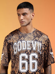 Go Devil 66 Printed Paisley Black & Brown Co-ord Set for Men